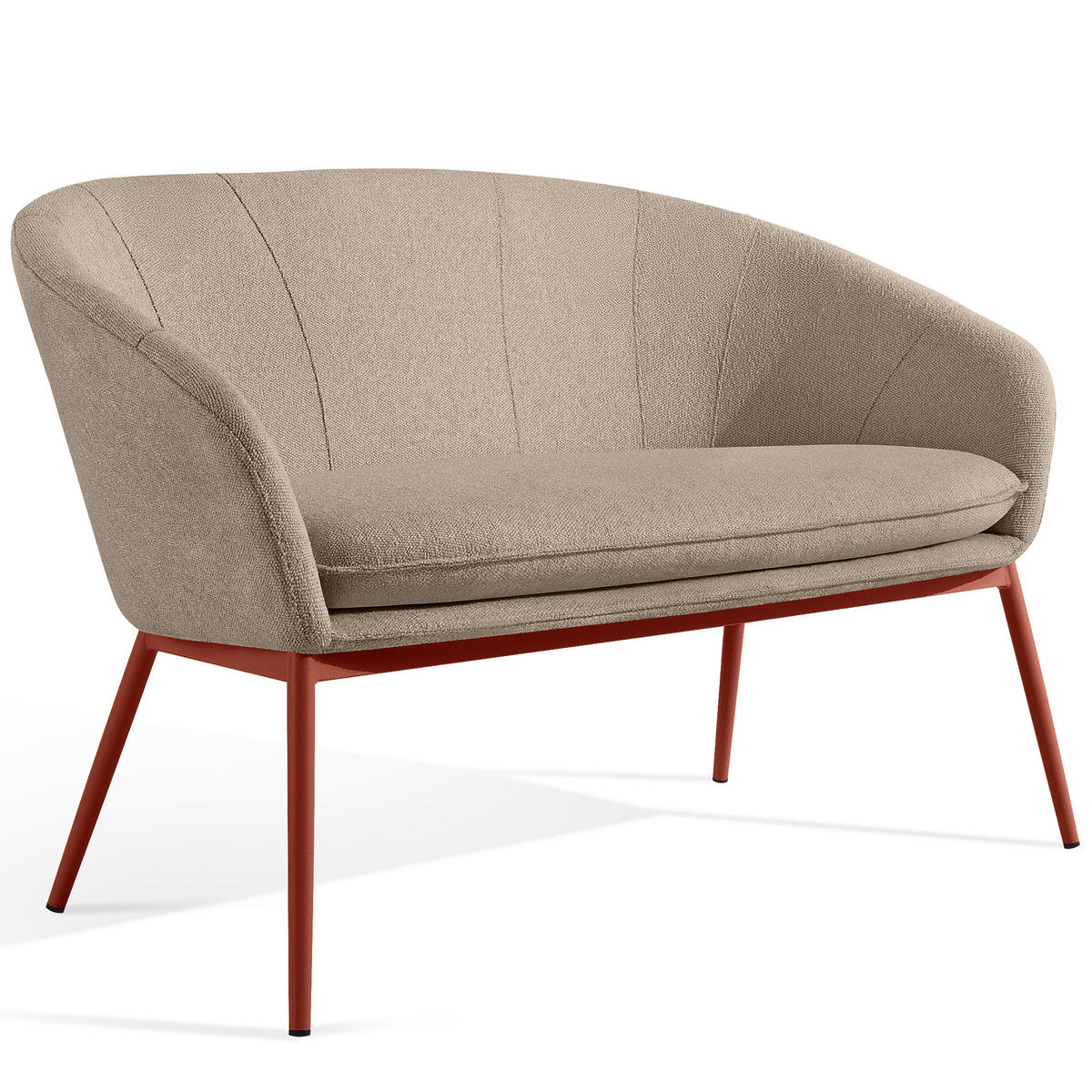 GARTENMÖBELSET SOLIS Gartenlounge-Set, hellbraun/rot - Hellbraun, Textil/Metall - KONSIMO®