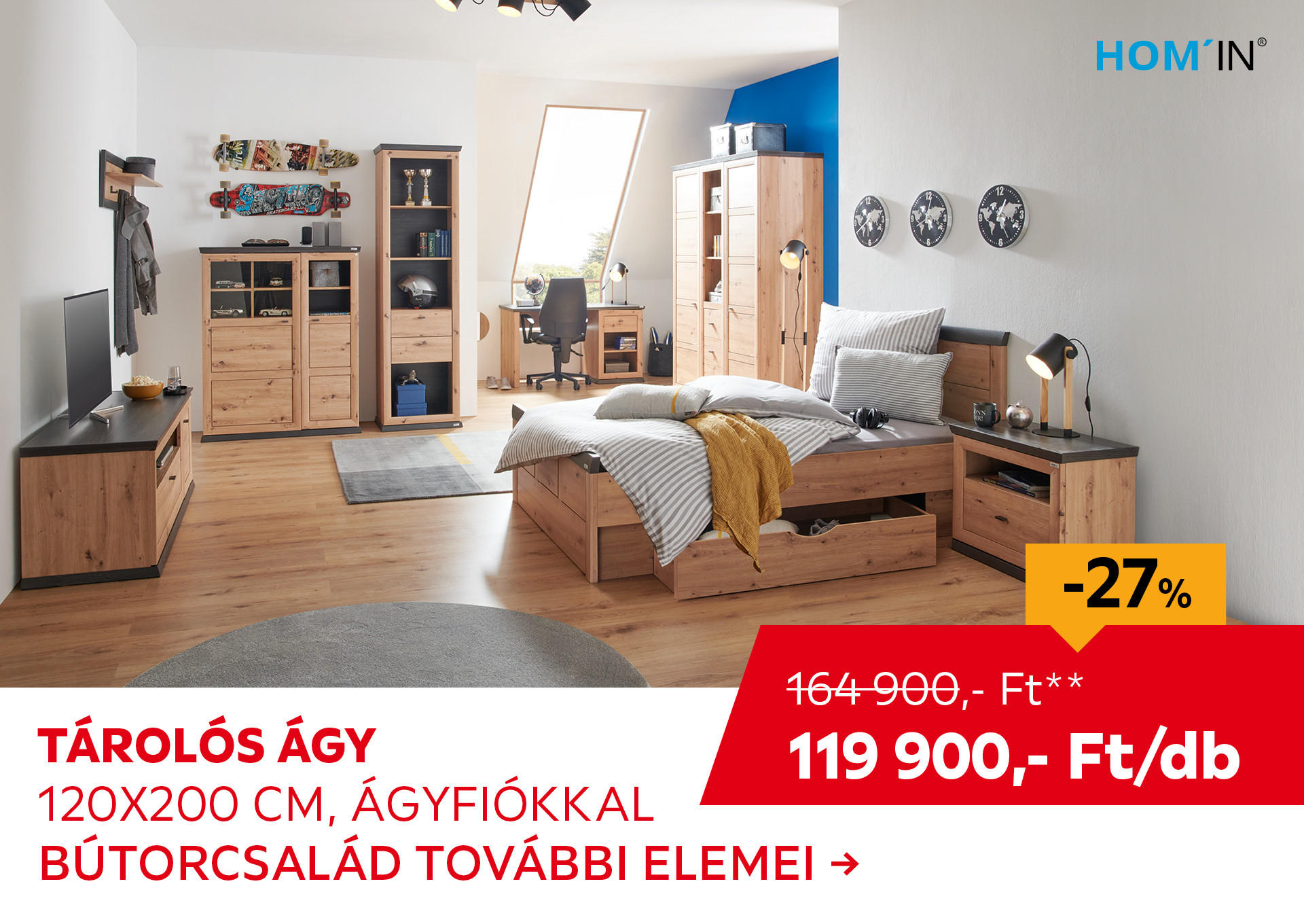 ÁGY 120x200 cm, ágyfiókkal Kiemelt termék 164900 Ft.- helyett 119900 Ft.-
