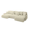 WOHNLANDSCHAFT mit Schlaffunktion und Bettkasten ONESK-U-v1 304x165x40 Beige Bouclé - Beige, Holzwerkstoff/Kunststoff (304/90/165cm) - ALTDECOR