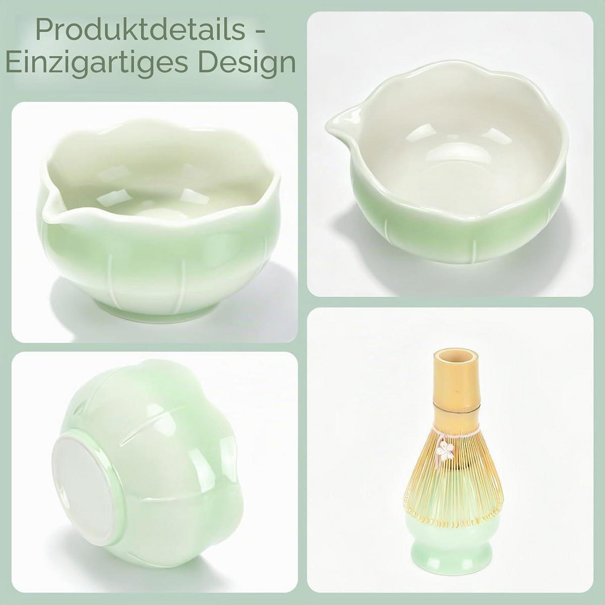 MATCHA Besen Set 6-teiliges Set Grün - Grün, Keramik (13.5/19.4/13.5cm)