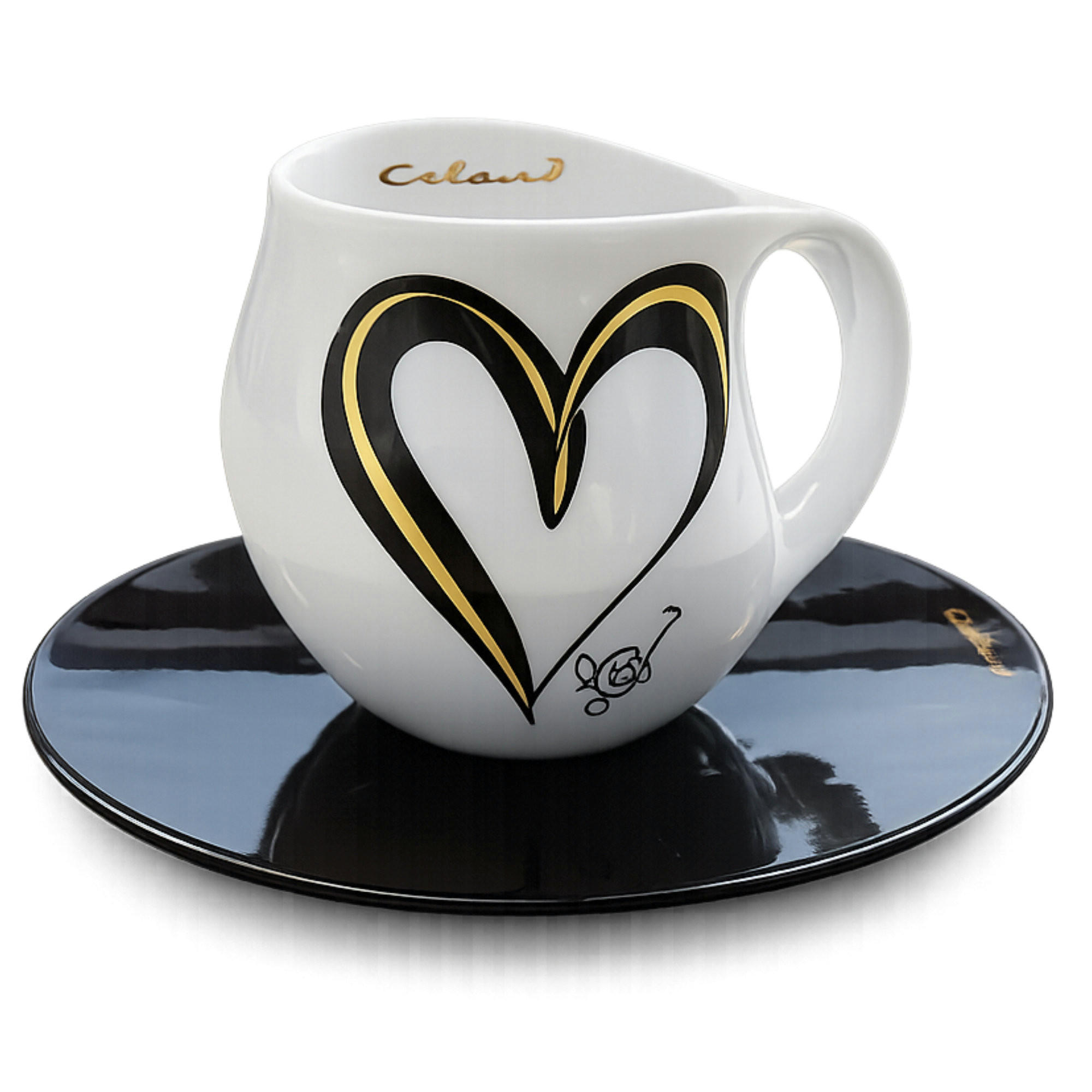 KAFFEEBECHER Set Heart yellow / black - Multicolor, Keramik (0.28L) - Luigi Colani Porzellan