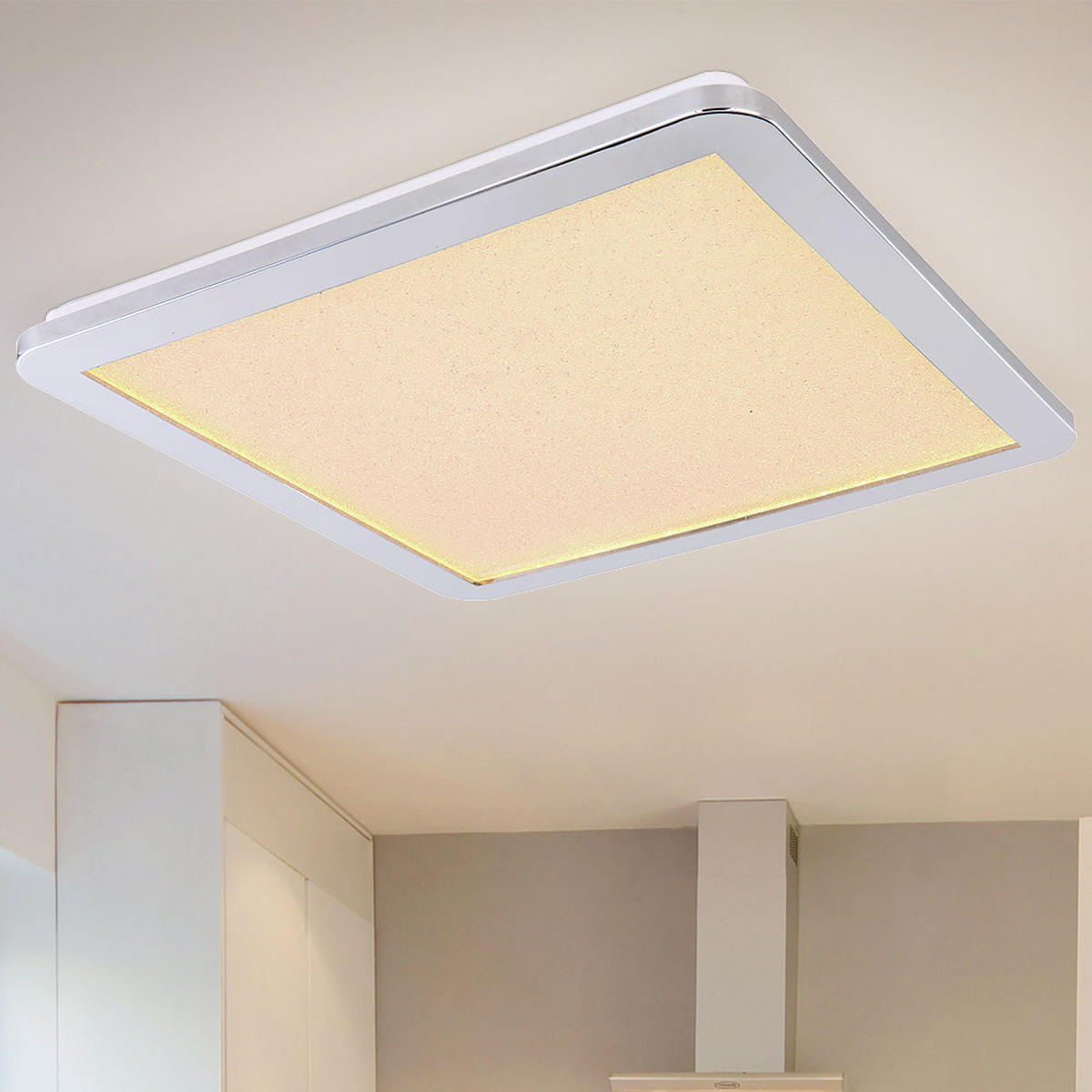 LED DECKENLEUCHTE Metall Silber Kristalloptik - Silberfarben, Metall (40/40/3cm)