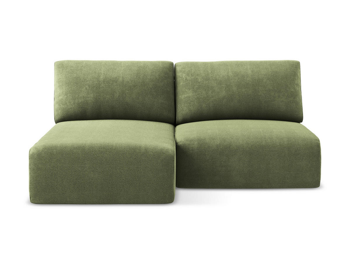 ECKSOFA mit Schlaffunktion links Chenille Stoff Grün - Schwarz/Grau, Kunststoff/Textil (149/210cm) - Makamii