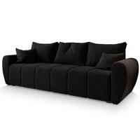 BETTSOFA MADISON Schwarz Dünner Stoff mit Schlaffunktion - Schwarz, Textil (242/82/80cm) - MASSENO