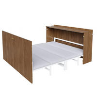 SCHRANKBETT 140/200 cm in Holz mit Leinenmatratze - Walnussfarben, Holzwerkstoff/Textil (140/200cm) - CHICFURN