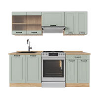KÜCHENZEILE R-Line, Mint Landhaus/Goldkraft Eiche, 200 cm Arbeitsplatte Goldkraft Eiche - Honigeiche/Grün, Holzwerkstoff (200/81.6/60cm) - Vicco