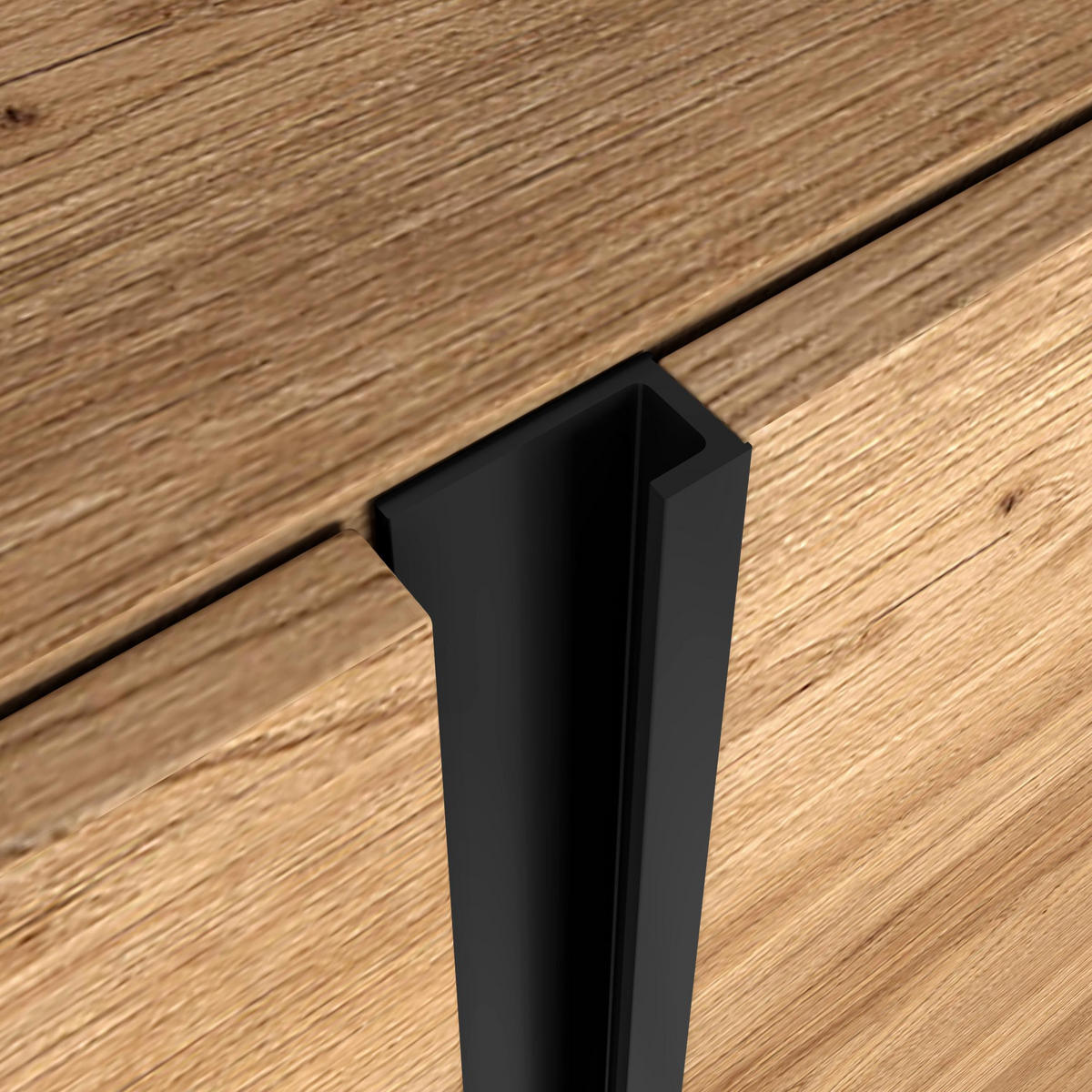 LOWBOARD, Eiche und Schwarz, 315/35/61cm, Kamin mit Feuereffekt XXL - Eichefarben, Holzwerkstoff (315/61/35cm) - Skraut Home