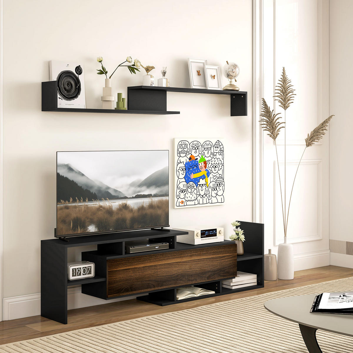 TV-MÖBEL Multicolor 1 Stück - Multicolor, Holzwerkstoff (153.6/42/25cm) - GiPP