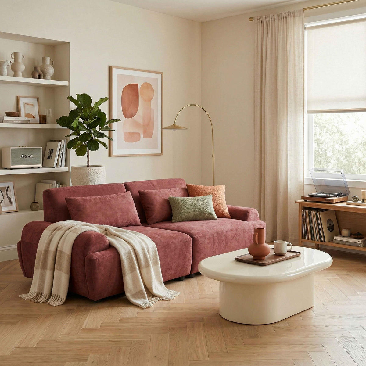 SOFA 2-Sitzer, Rot - Rot, Textil (218/82/109cm) - Oviala