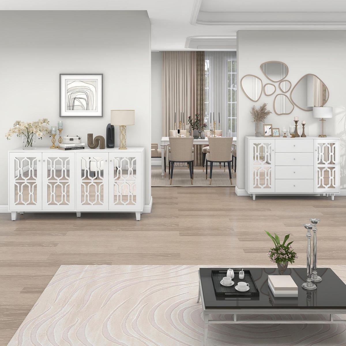SIDEBOARD Weiß 160/40/84 cm - Weiß, Holz (160/84/40cm) - Urban Meuble