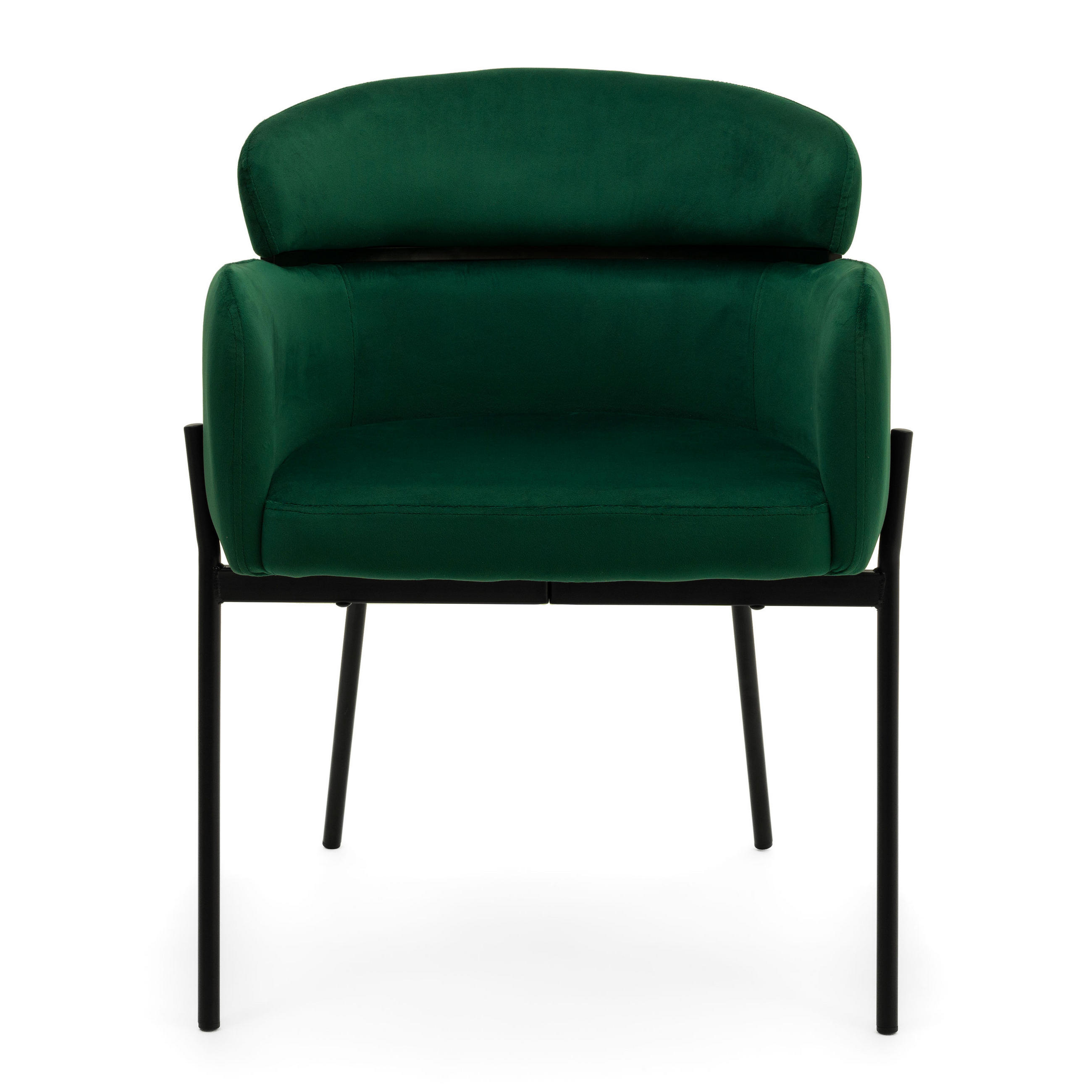 STUHL BOLZANO gepolsterter mit Steppung - grün - Samt Velour - Schwarz/Grün, Textil/Metall (62/80/61cm) - NEW HOME