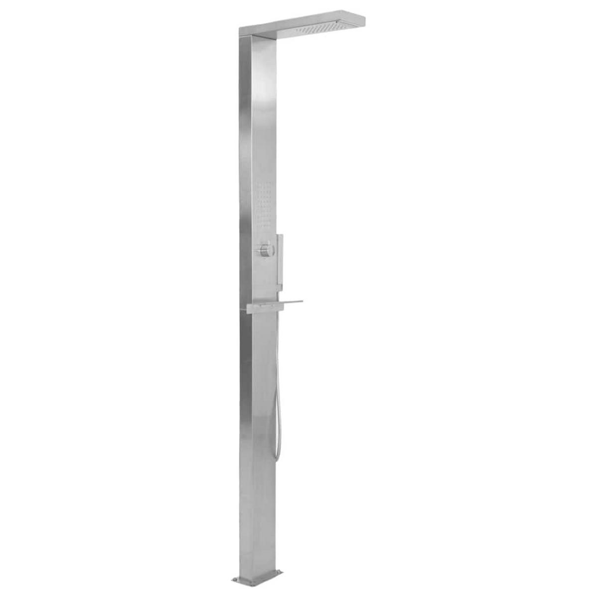 GARTENDUSCHE Edelstahl Quadratisch - Silberfarben, Metall (44/210/15cm) - vidaXL