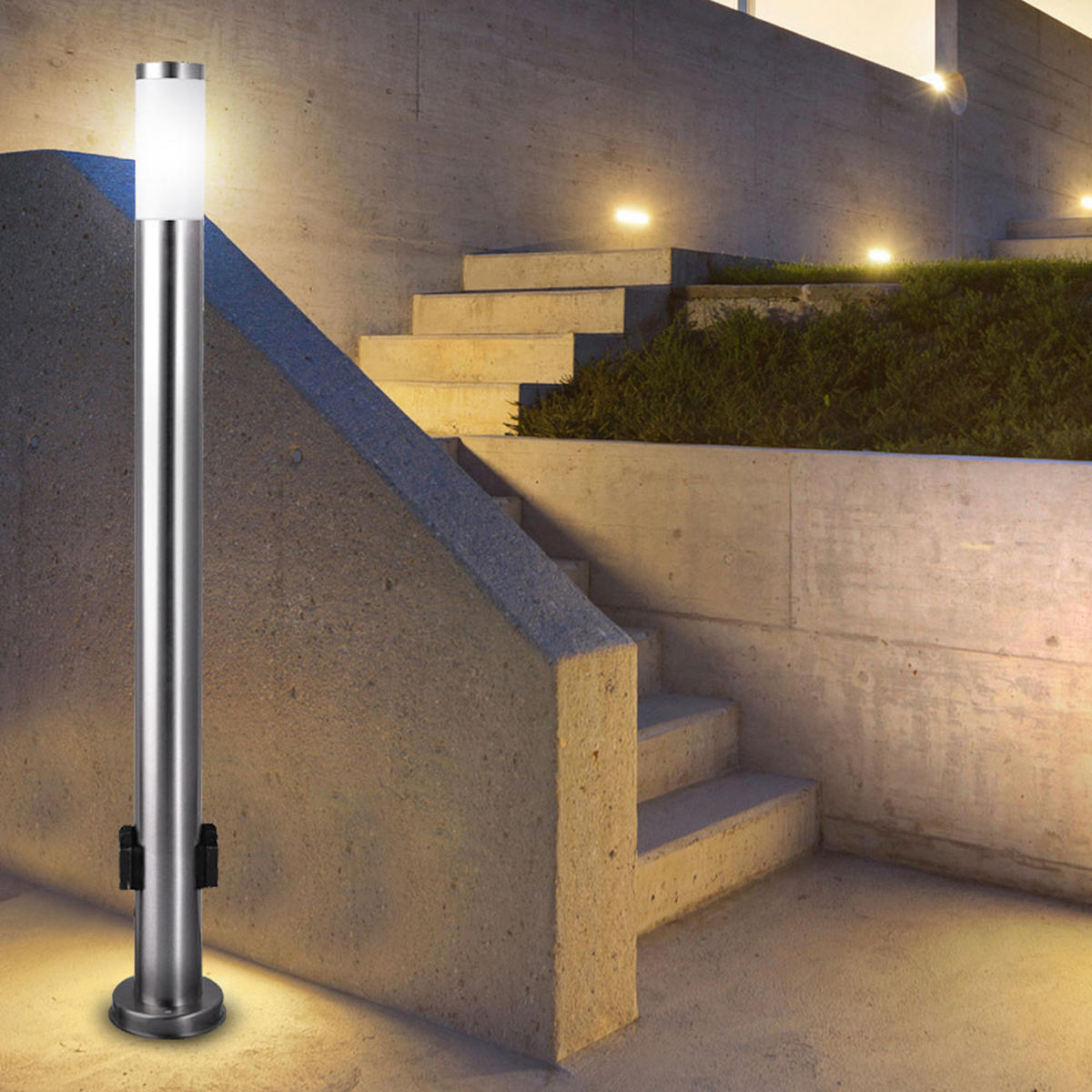 LED STEHLEUCHTE Silber opal - Silberfarben, Metall (13.1/13.1/110cm) - Globo Lighting