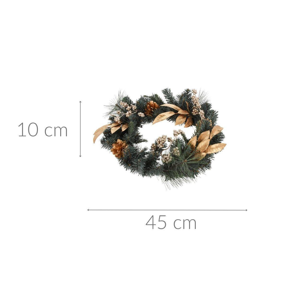 WEIHNACHTSKRANZ Goldene Details - Grün, Naturmaterialien (45/10cm) - Home Styling Collection