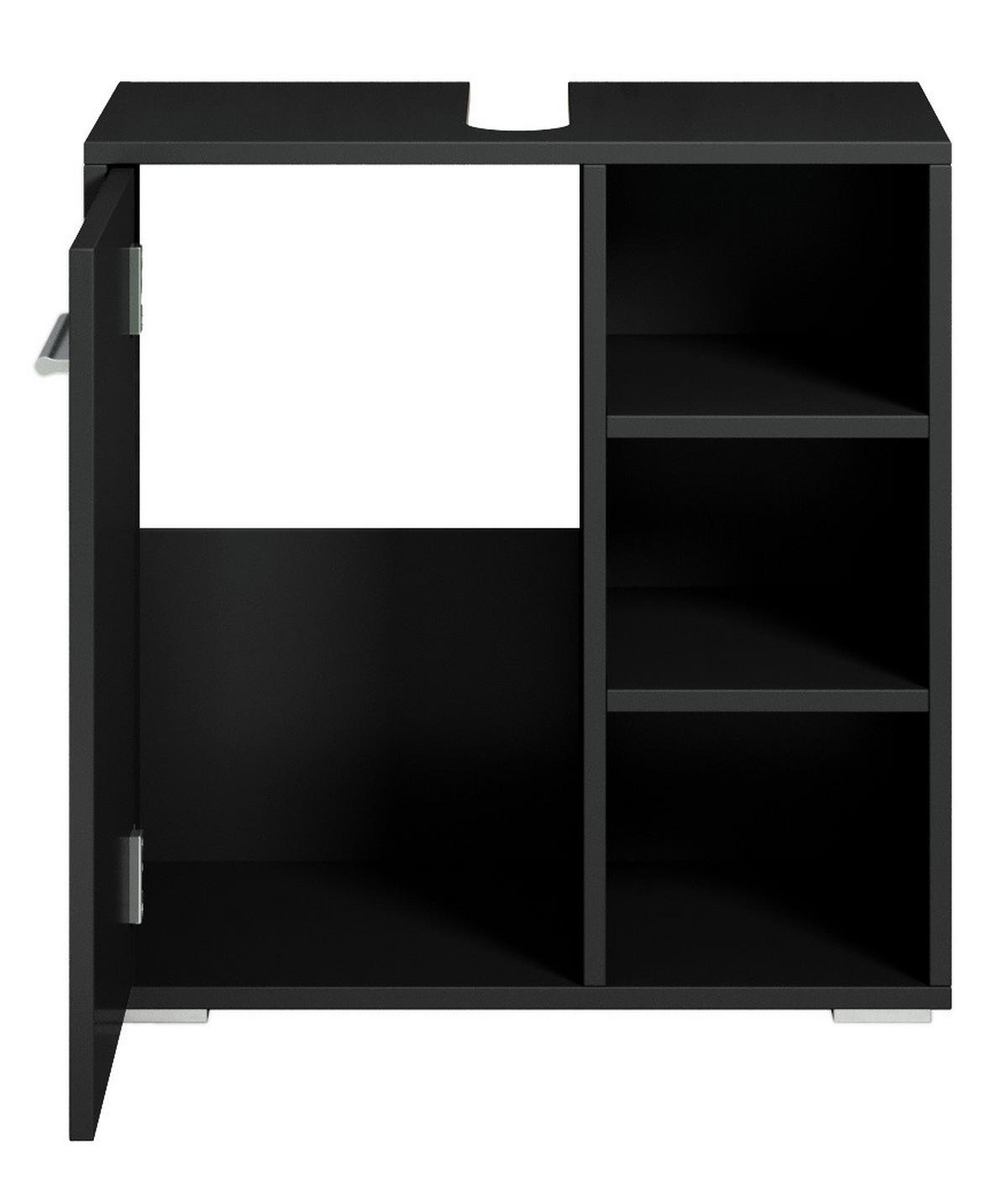 WASCHBECKENUNTERSCHRANK Neptunus 1 Tür Schwarz - 60 x 30 x 60 cm - Schwarz, Holz (60/60/30cm) - Badplaats