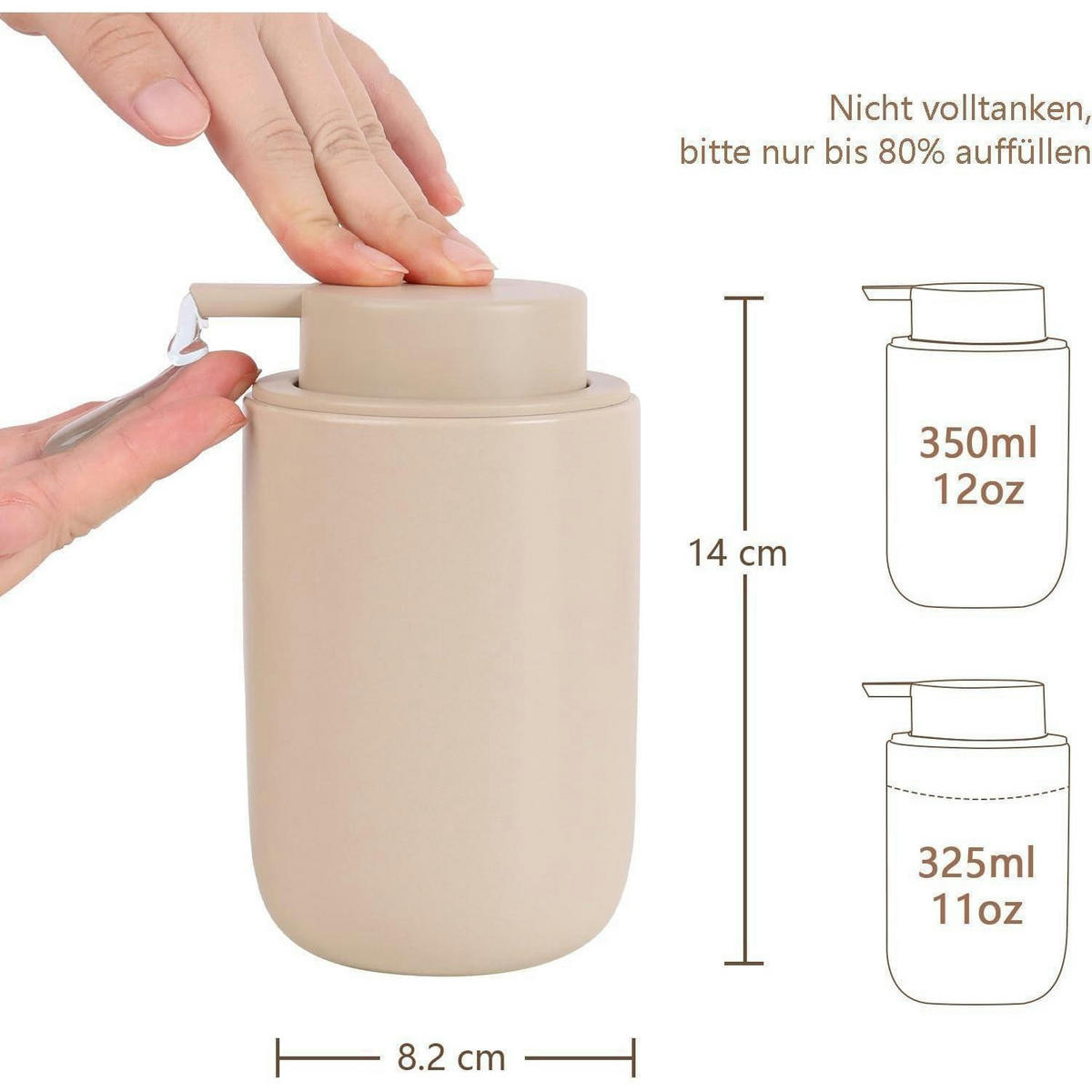 SEIFENSPENDER Keramik Khaki 350 ml - Beige, Keramik (8/14/8cm)
