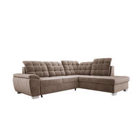 ECKSOFA LOTTA SALVADOR Bettkasten verstellbare Kopfstützen hochwertige Verarbeitung lose Rückenkissen freistehend RECHTS 258x212x106 cm Cappuccino - Cappuccino, Holz/Textil (258/212cm) - DomoHome