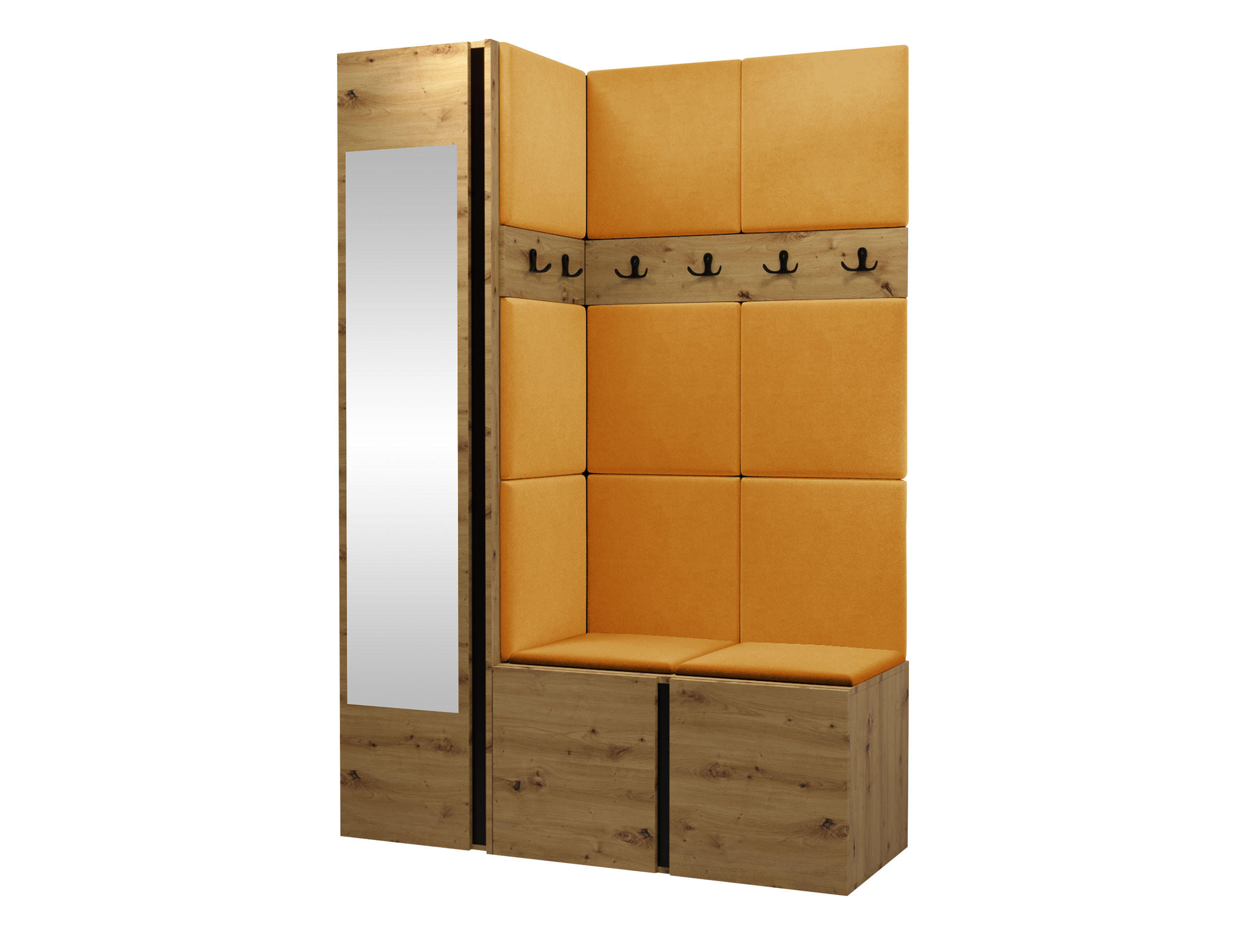 GARDEROBEN-SET Orion X - Eiche Artisan/Orange, Holzwerkstoff/Kunststoff (124/186/46cm) - MIRJAN24