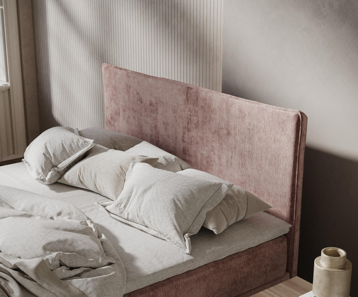 BOXBETT Peru Rosa 140/200 cm im Chenille-Stoff - Pink/Schwarz, Holz/Holzwerkstoff (140/200cm) - Maison de Reve