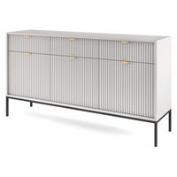 KOMMODE Kioto KSZ154 in Grau - Goldfarben/Schwarz, Holzwerkstoff/Metall (154/83/39cm) - Ravio