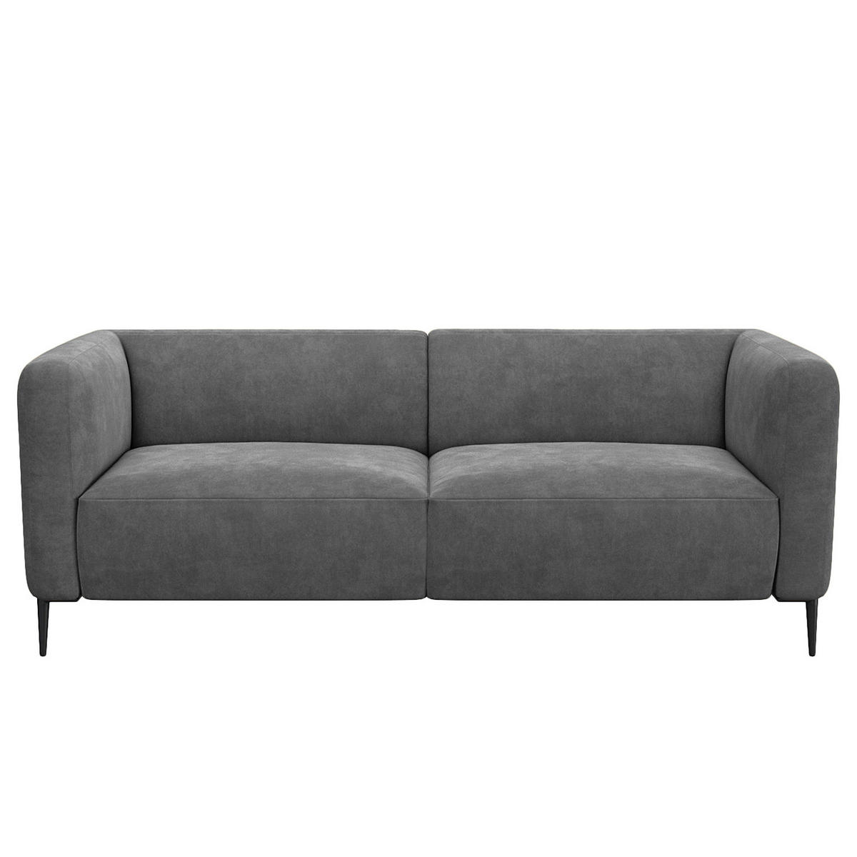 3-SITZER SOFA - Schwarz/Grau, Textil/Metall (205/74/88cm) - home24