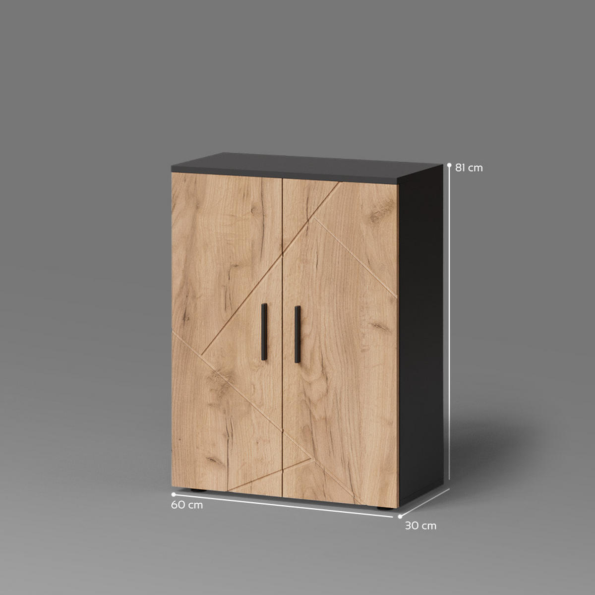 MIDISCHRANK Ronco Goldkraft Eiche/Anthrazit 60 x 81 cm - Anthrazit/Eiche Wotan, Holzwerkstoff (60/81/30cm) - Livinity®