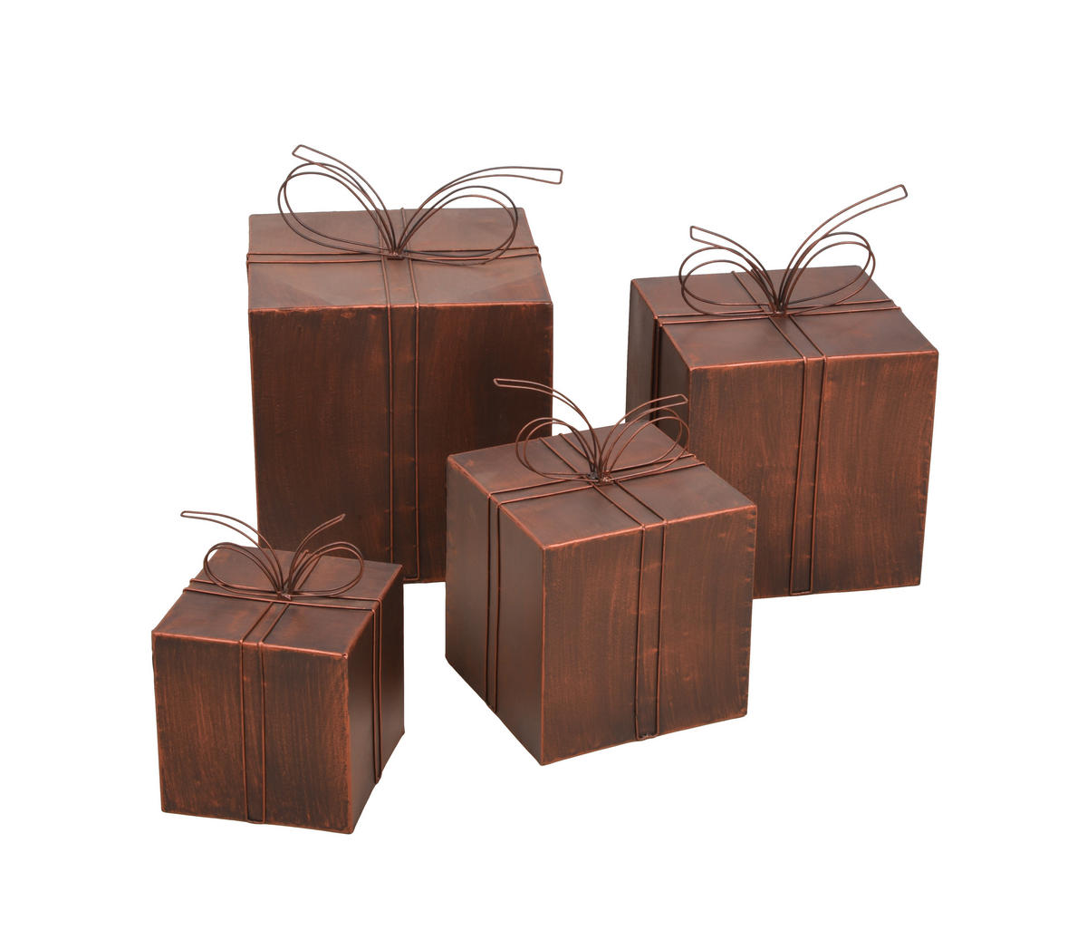 GESCHENKPAKETE Mefo 4er Set Stahl Rostfarben 48x35x35cm - Rostfarben, Metall (35/48/35cm) - DELUKE