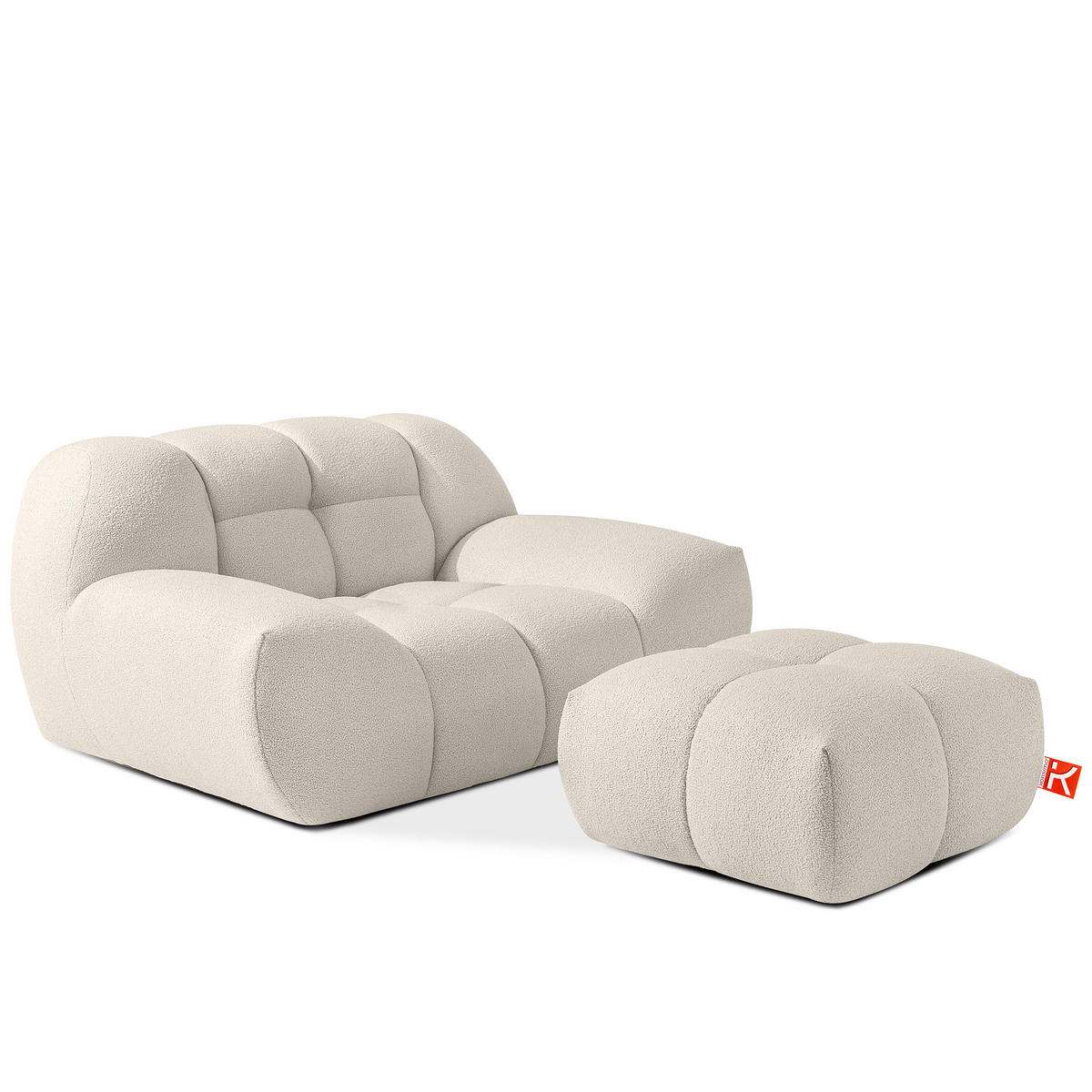 SESSEL VENA Bouclé, Weiß - Weiß, Holz/Textil (135/72/105cm) - KONSIMO®