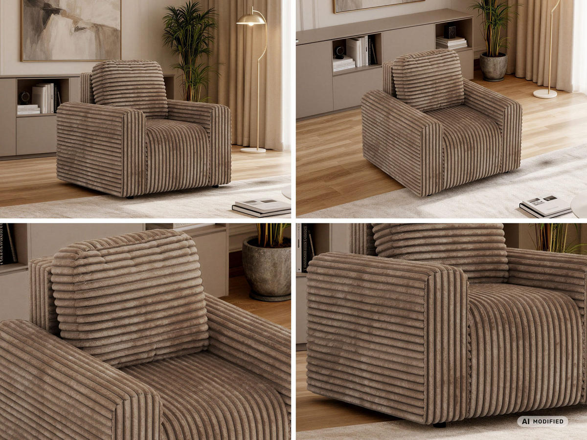 SESSEL NESSARO - Braun Cord - Schwarz/Braun, Kunststoff/Textil (96/94/90cm) - MKS