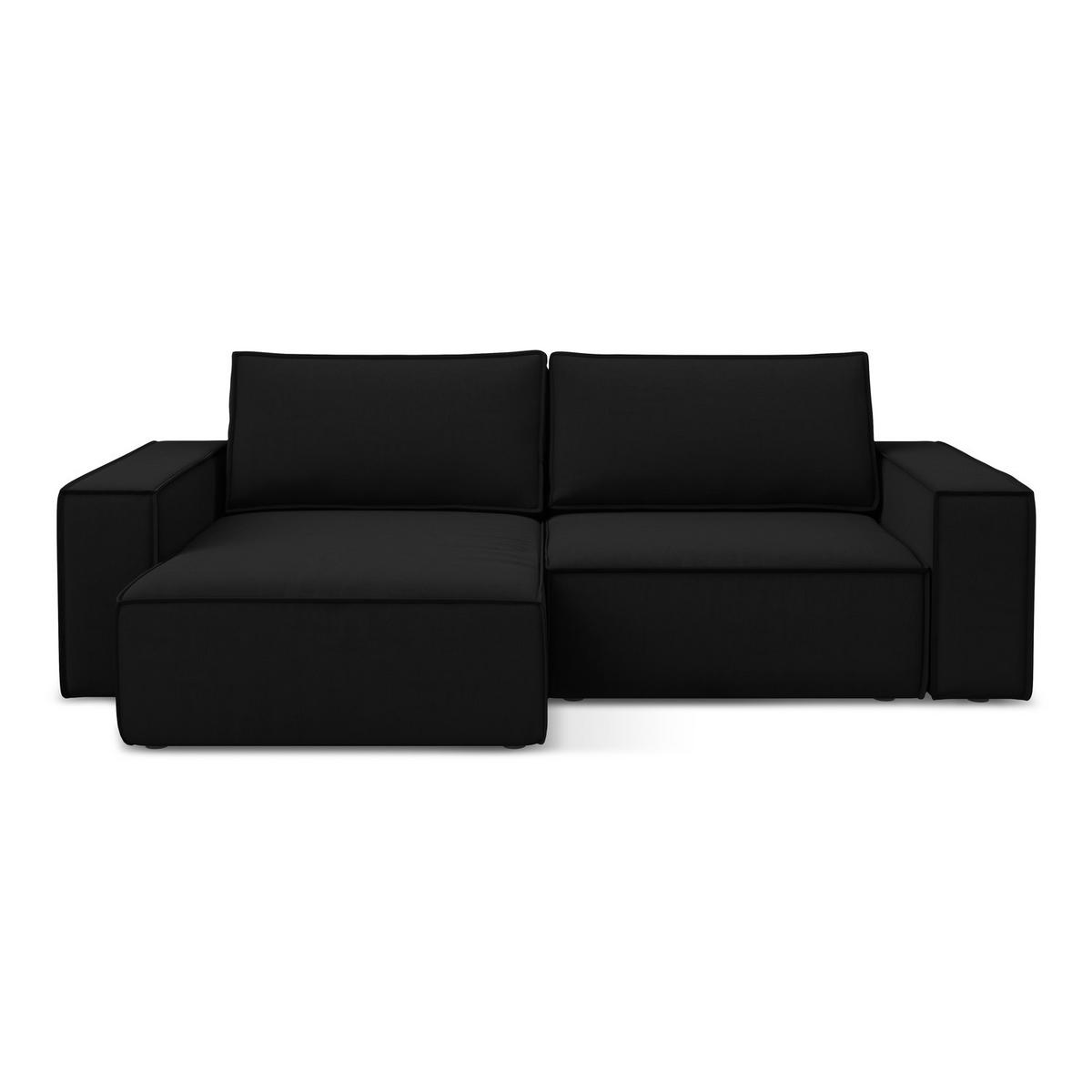 ECKSOFA mit Schlaffunktion Samt Stoff Schwarz - Schwarz, Kunststoff/Textil (148/257cm) - LaMiaSofa