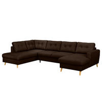 WOHNLANDSCHAFT mit Longchair - Dunkelbraun/Mokka, Textil (290/90/200cm) - home24