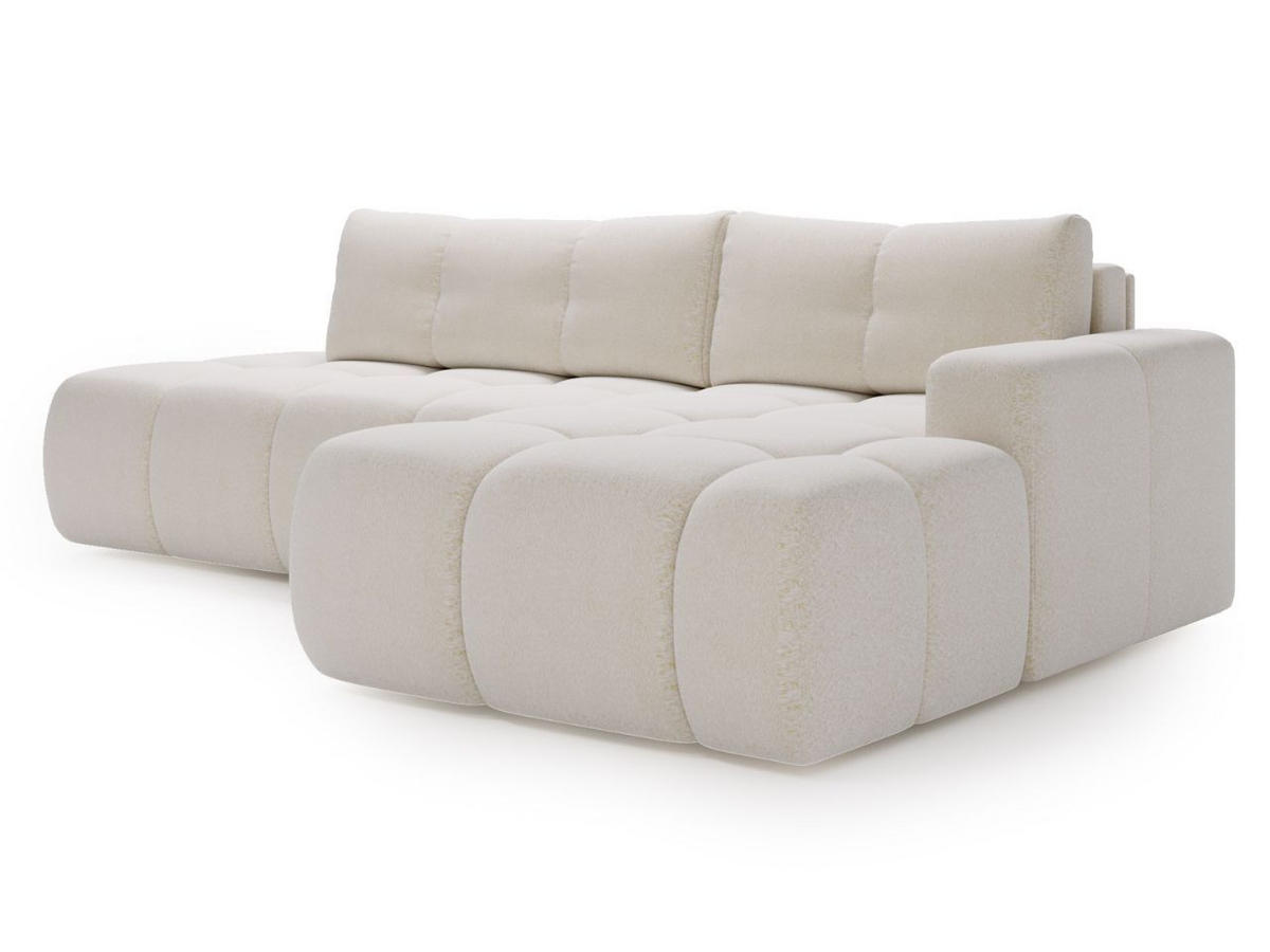 ECKSOFA Montero Bouclé-Stoff Weiß Rechts - Weiß, Holz/Textil (280/177cm) - Graingold