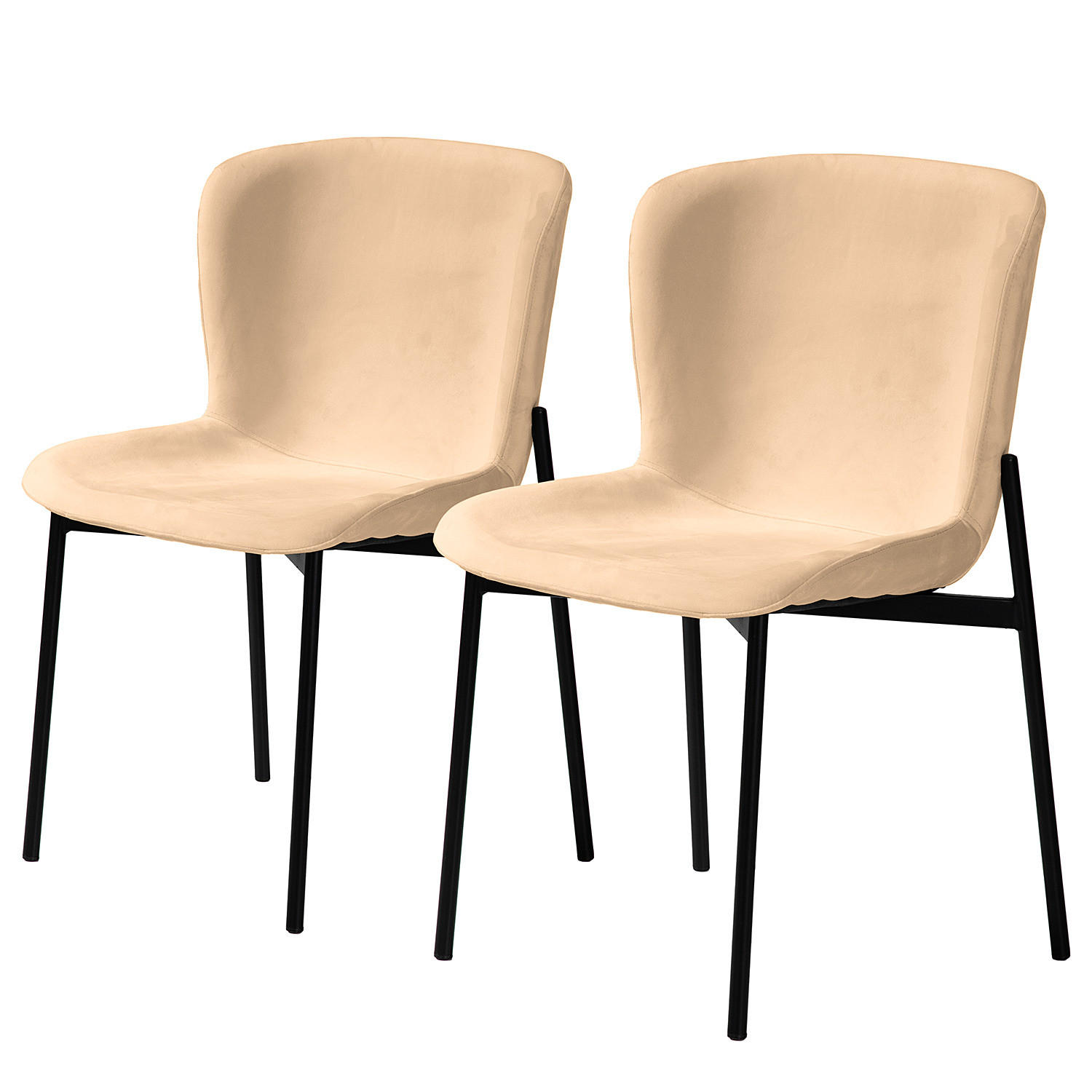 POLSTERSTUHL - 2er-Set - Beige/Schwarz, Textil (52/79/49cm) - home24