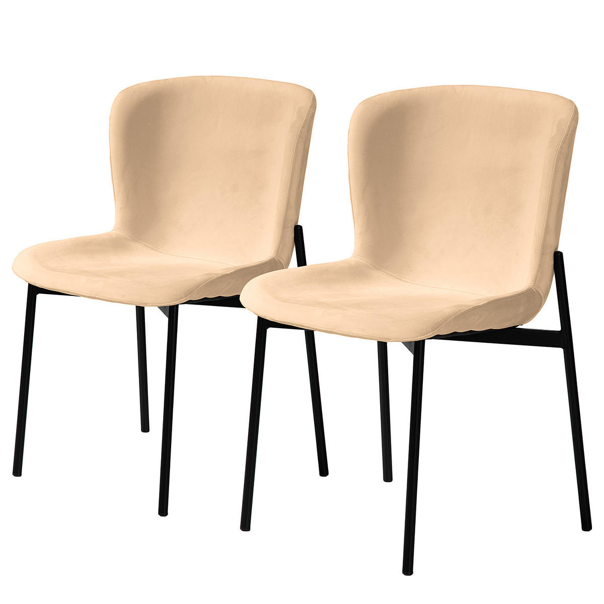 POLSTERSTUHL - 2er-Set - Beige, Textil (52/79/49cm) - home24