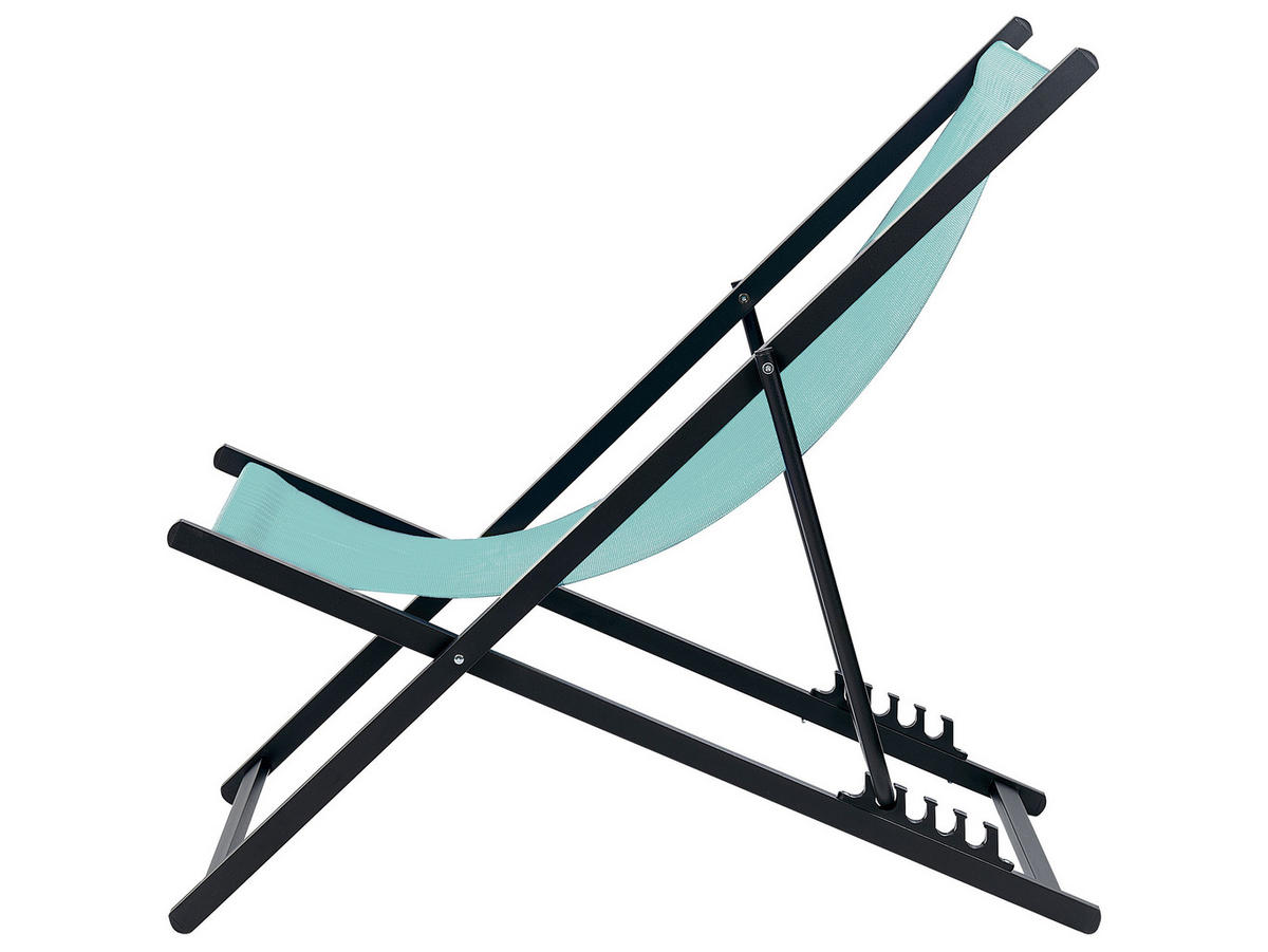 GARTENLIEGE schwarz/blau Locri II - Schwarz/Hellblau, Metall (60/79/95cm) - Beliani