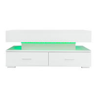 COUCHTISCH Weiß 100/50/44 cm mit Hebefunktion und LED-Beleuchtung - Weiß, Holzwerkstoff (50/100/44cm) - PANGIVO