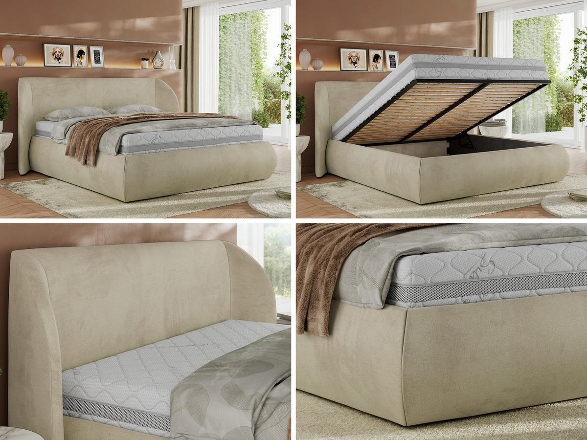 POLSTERBETT CAELA CLASSIC 200/200 - Beige Velvet - ohne Matratze - Beige, Textil (200/200cm) - MKS