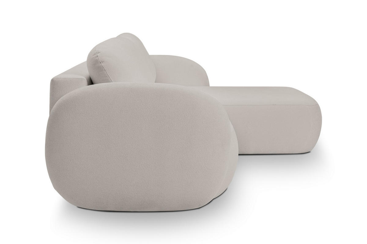 ECKSOFA AMICO R-S Hellgrau Geflochtener Stoff mit Schlaffunktion - Hellgrau, Holz (248/174cm) - MASSENO