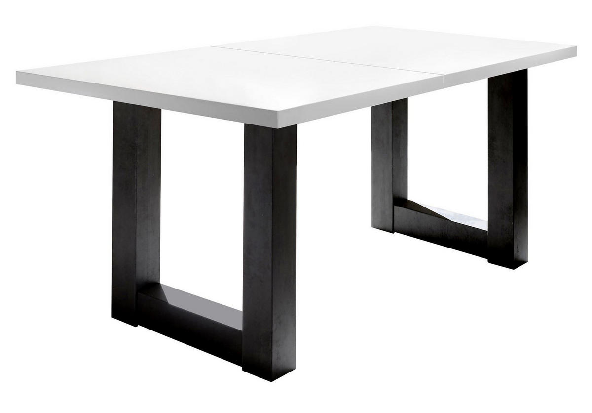 ESSTISCH ausziehbar Eila 7 140 x 90 x 75 Esszimmertisch Schwarzstahl/Weiß Matt Lack - Weiß, Holz (140/90/75cm) - 58aufmkessel