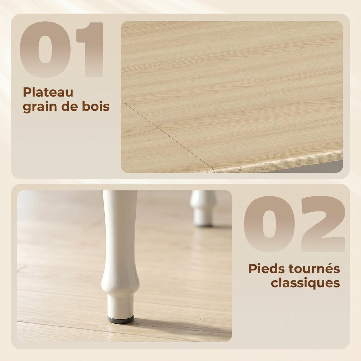 ESSTISCH Naturholz 1 Stück - Beige, Naturmaterialien (134/80/75cm) - GiPP