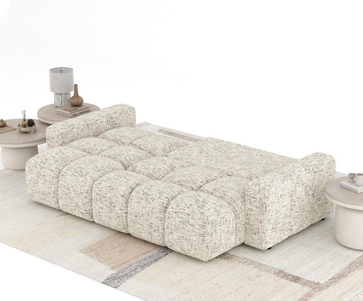 ECKSOFA MIT SCHLAFFUNKTION Ucci Beige Webstoff - Beige/Schwarz, Holz/Holzwerkstoff (233/142cm) - Maison de Reve