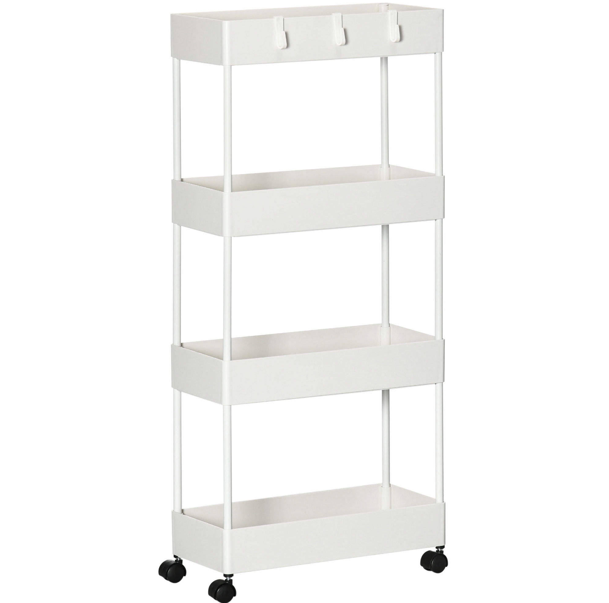 ROLLWAGEN mit 4 Ebenen 40 x 19 x 90 cm Weiß - Weiß, Metall (19/90/40cm) - Beauniv