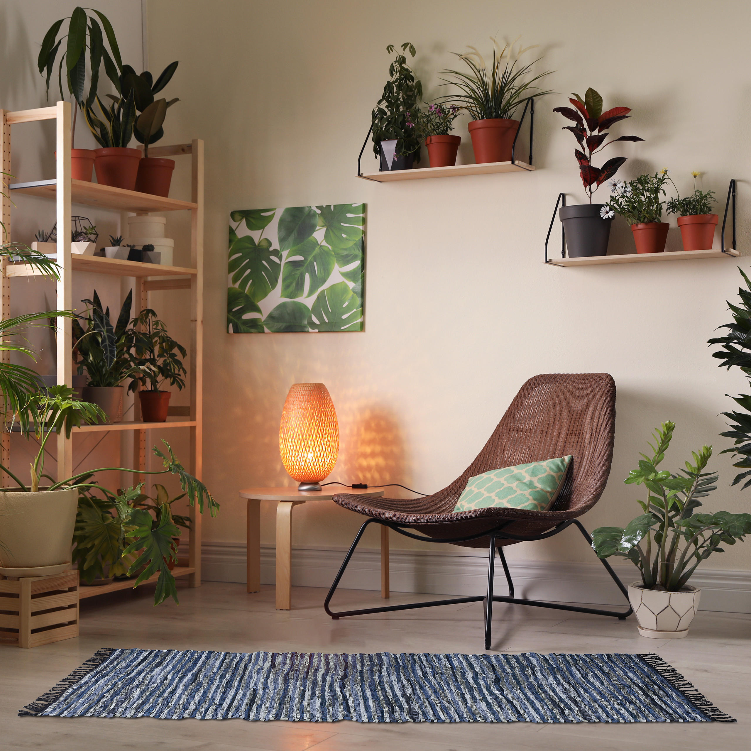 FLICKENTEPPICH - Blau, Leder/Textil (200/80cm) - Relaxdays