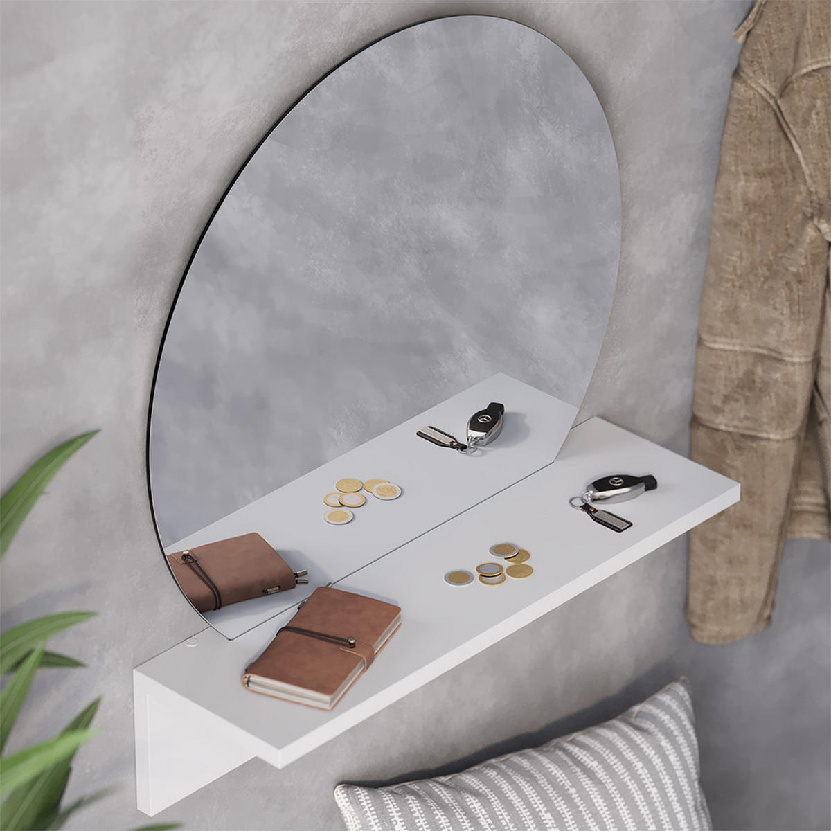 BADEZIMMERSPIEGEL Elyra Weiß 50 x 54.5 cm mit Ablage - Weiß, Holzwerkstoff (50/54.5/15cm) - Vicco