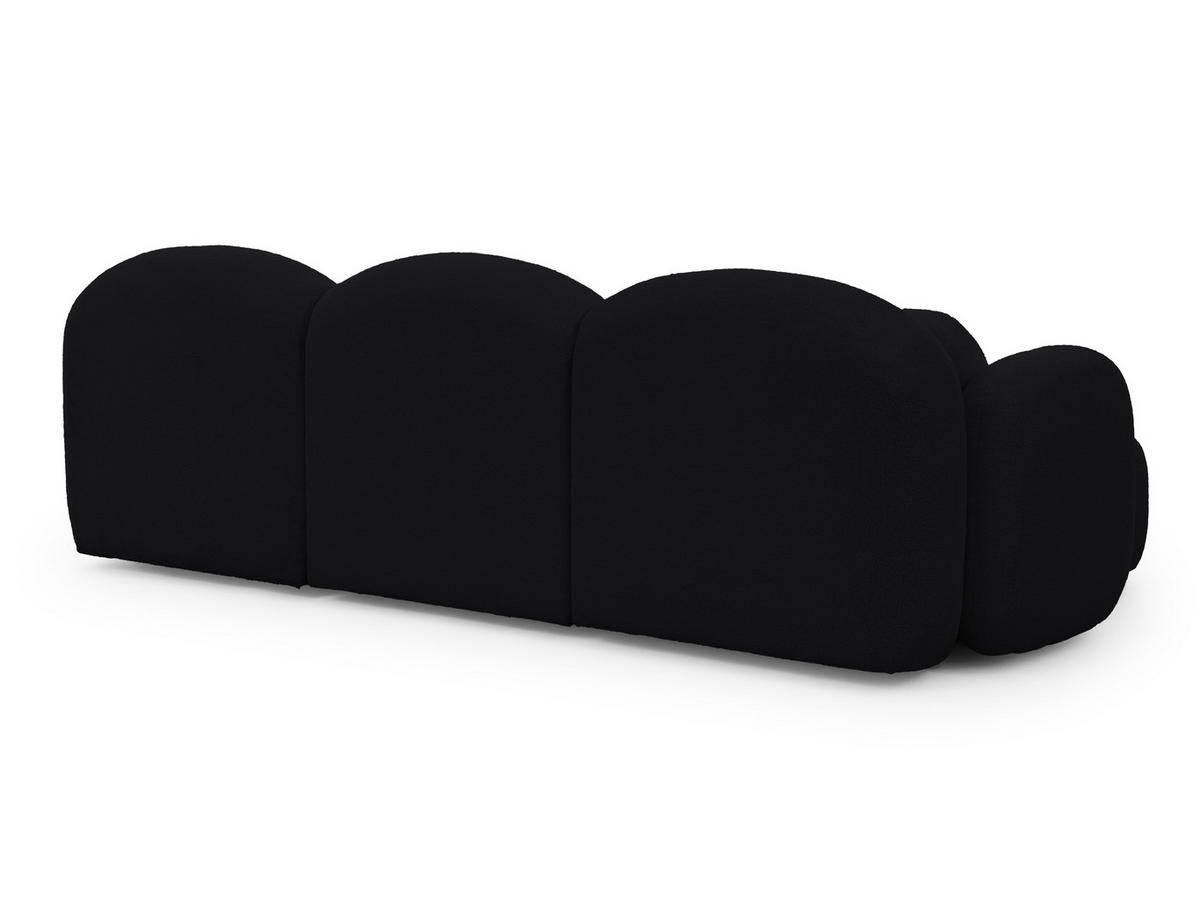 ECKSOFA Nuvola mit abgerundetem Design Schwarz Bouclé-Stoff - Ottomane Links - Schwarz, Holz/Kunststoff (268/146cm) - S-Style Möbel