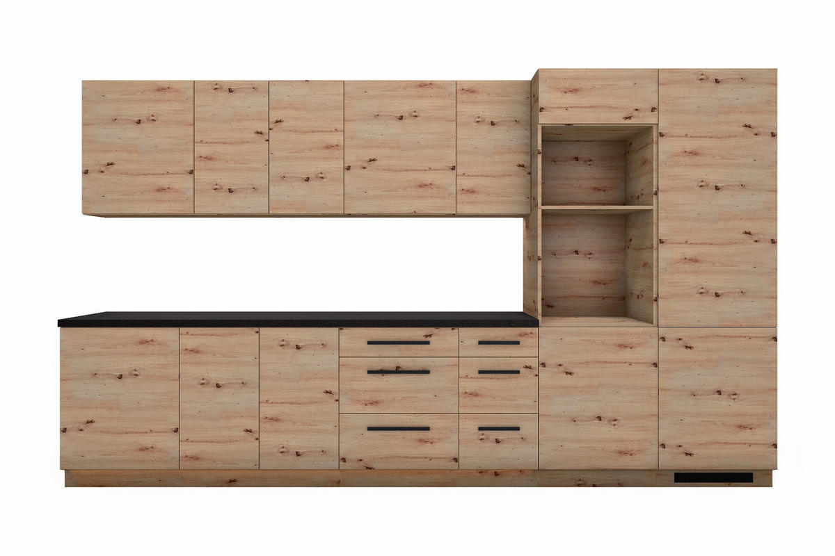 KÜCHENZEILE Nexa Woodline & Artisan-Eiche – 360 cm – KÜ-NEXA-002 - Hellbraun, Holzwerkstoff (360/212/58cm) - ROYAL24_MARKT