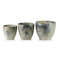 BLUMENTOPF Neva Marble 3er Set Grau 25x25x21/20,5x20,5x18/16x16x15 cm Keramik - Grau, Keramik (25/21cm) - Mondex