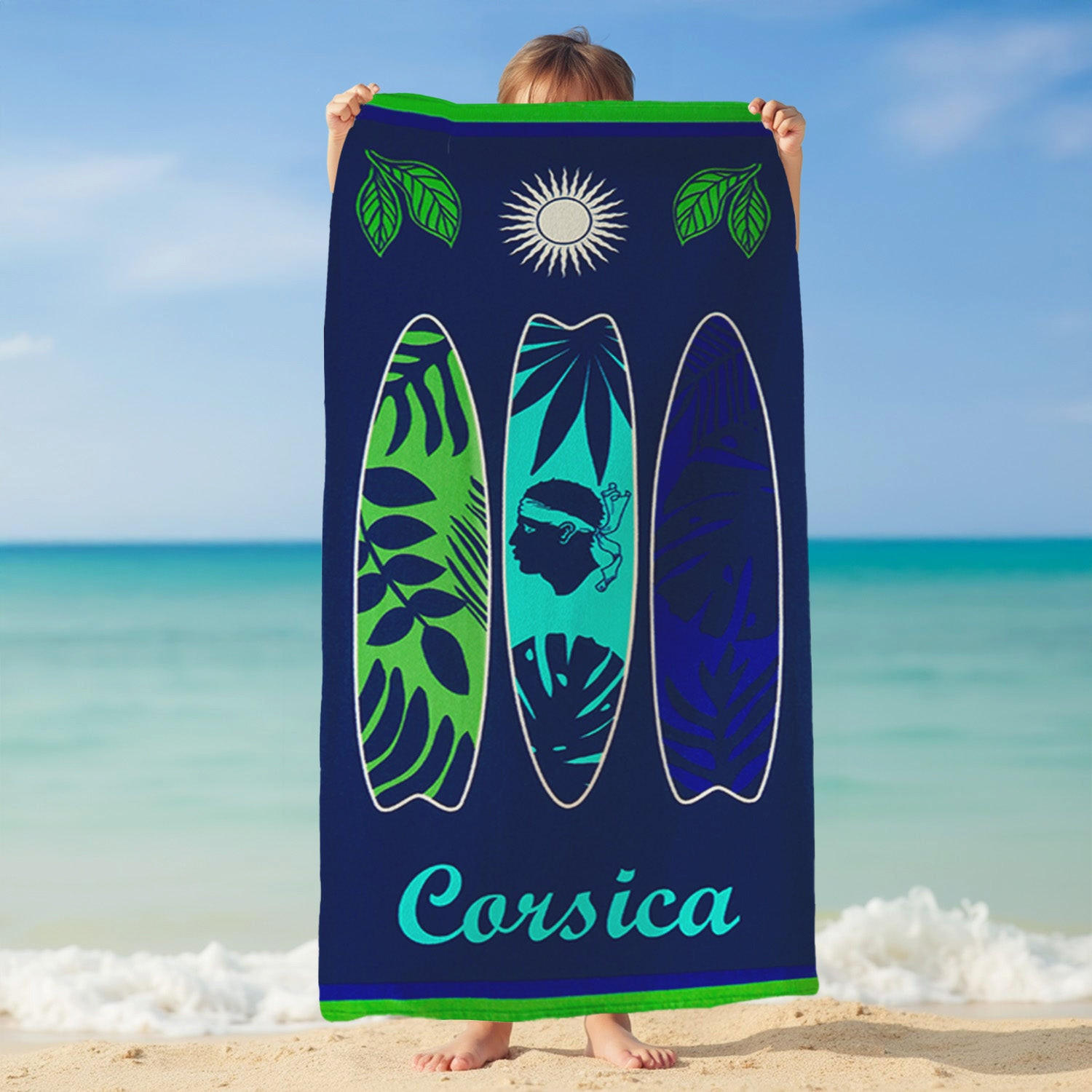 STRANDTUCH Kinder Mikrofaser Blau 70x140 250g/m² - Algajola - Blau, Textil (140/70cm) - LE COMPTOIR DE LA PLAGE