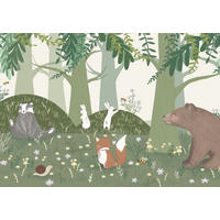 FOTOTAPETE Waldtiere 400 x 279 cm - Grün, Papier (400/279cm) - Sanders & Sanders
