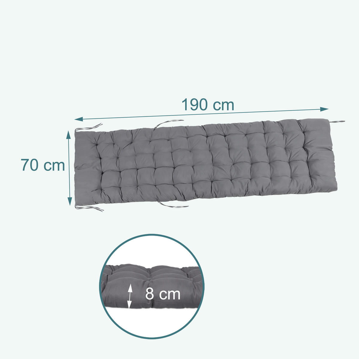 LAVIČKOVÝ sedák - sivá, textil/plast (70/8/190cm) - Relaxdays